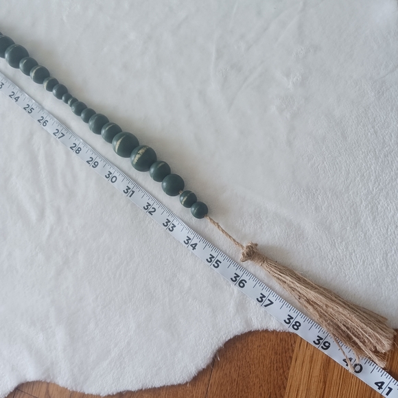 Boho Wooden Round Bead Garland w/ Jute Tassels - Picture 9 of 13